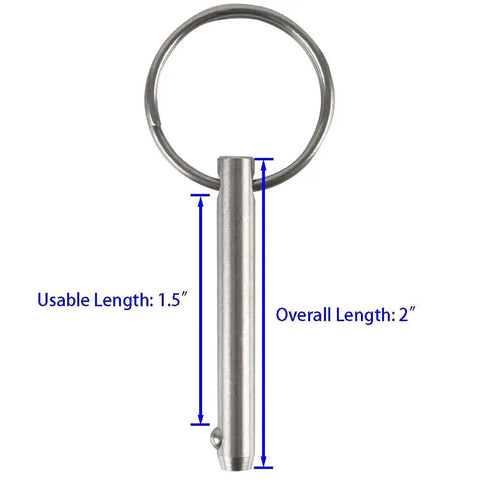 4 Pack Quick Release Pin Set 1 Quarter Inch Diameter With 2 Inch Overall Length And One And A Half Inch Usable Length In Marine Grade 316 Stainless Steel For Bimini Tops Boat Tops Deck Hinges Poles And Marine Hardware With Spring Loaded Ball Tip