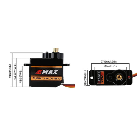 12G Mini Metal Gear Analog Servo for RC Models Pack of 4 Futaba JR Compatible with dimensions shown