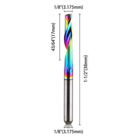 Boss Grade HOZLY 1/8-Inch Shank CNC Router Bits Pack Of 10 With 1/8-Inch Cutting Diameter And 17mm Cutting Length, Solid Tungsten Carbide End Mills, DLC Coated For Aluminum, Built Tough Aluminum Milling Tools
