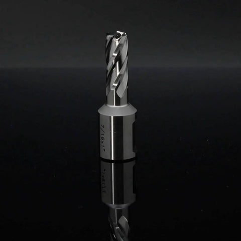 Annular Cutter For Magnetic Drill Press 7/16 Inch Diameter, 1 Inch Cutting Depth, Weldon Shank 3/4 Inch With Two Flats, Pilot Pin