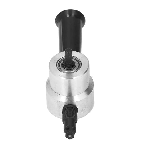 Beast Dual Head Metal Nibbler Drill Attachment For Aluminum And Steel Sheets front view, featuring compact design and adjustable heads.