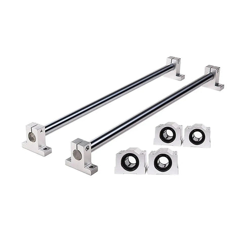 Two Pack 8mm Linear Motion Rod Shafts 500mm Set With Four SCS8UU Bearings And Four SK8 Aluminum Rail Supports For 3D Printer DIY CNC Projects