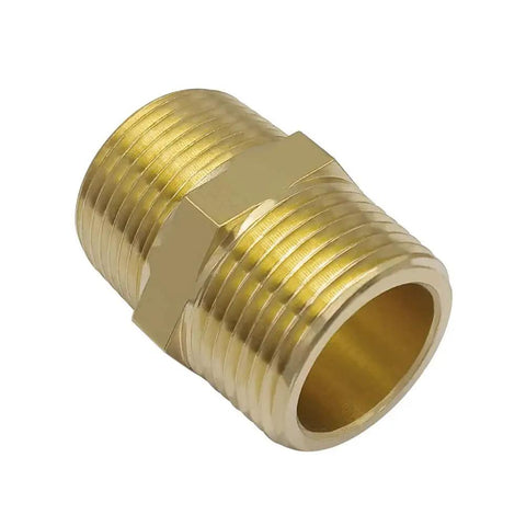 2 Pack Brass Hex Nipple 3/4 NPT To 3/4 NPT Male Thread Pipe Fittings Coupling Connector, heavy-duty corrosion-resistant brass