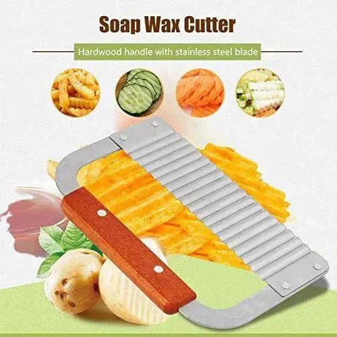 Stainless Steel Soap Cutter With Hardwood Handle Wavy Crinkle Cutter For Soap Loaf Wax Candles And Cakes Easy To Use