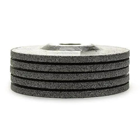 Heavy Duty Four And A Half Inch Metal Grinding Wheels For Angle Grinders With One Quarter Inch Thick And Seven Eighths Inch Arbor A24T Aluminum Oxide For Aggressive Grinding And High Stock Removal Fiberglass Reinforced For Safety Five Pack, side view