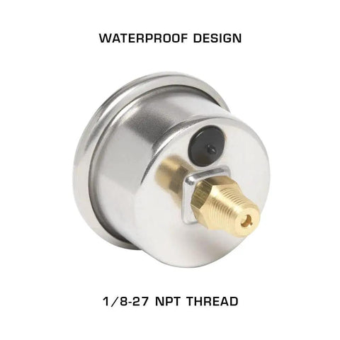 Back view of Liquid Filled Mechanical Oil Pressure Gauge 0 To 100 Psi with 1/8-27 NPT thread showcasing waterproof design