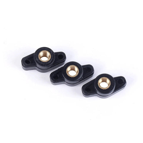 10 Pack Through Hole T Knobs 1/4-20 For T Track Jigs And Featherboards, black plastic with brass core, front view of three pieces