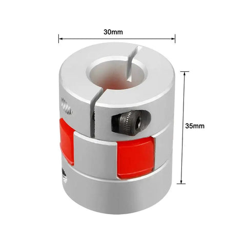 Plum Shaped Shaft Coupler 12Mm To 14Mm Adapter with Aluminum Alloy and Polyurethane, 30Mm Diameter, 35Mm Length