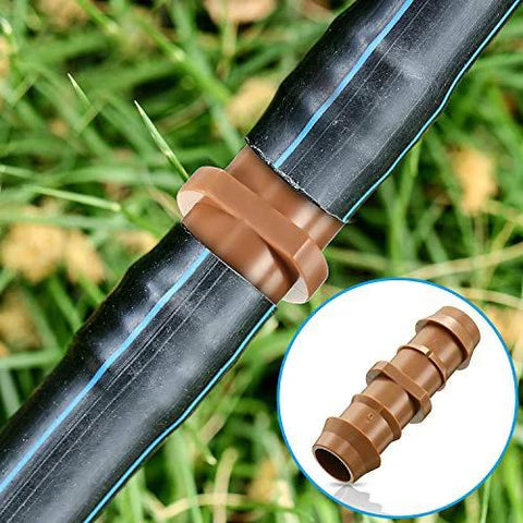 Boao drip irrigation barbed fittings kit on 1/2 inch tubing; 28 pieces: tees, elbows, couplings, end caps, brown