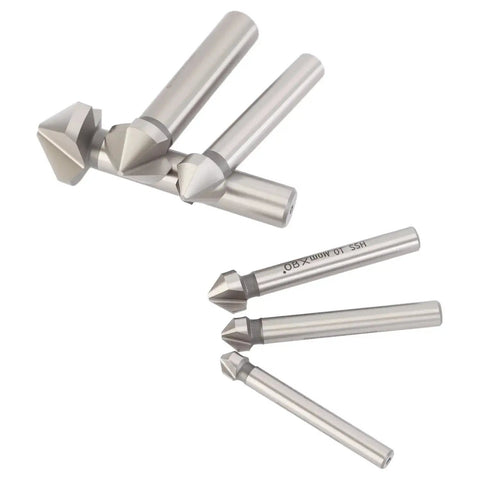 Pro Grade 6Pc HSS Chamfer Countersink Drill Bit Set With 90 Degree 3 Flute End Mills for metal and PVC