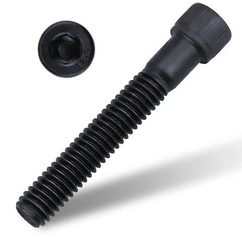 3/8-16 X 2 Socket Head Cap Screws Bolts, 12.9 Grade Alloy Steel, Black Oxide Finish, Allen Hex Drive, Partial Thread, close-up view