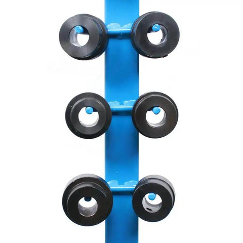 Die set from Manual Bead Roller Kit With 1.2mm Gear Drive, 6 Dies, Bench Mounted Beading Tool, shown in vertical arrangement