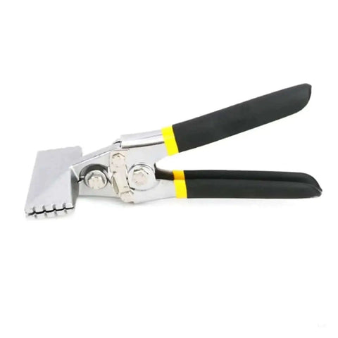 Sheet Metal Bending Pliers Hand Seamer With Wide Jaw And Ergonomic Grip, durable nickel-plated steel, side view on white background