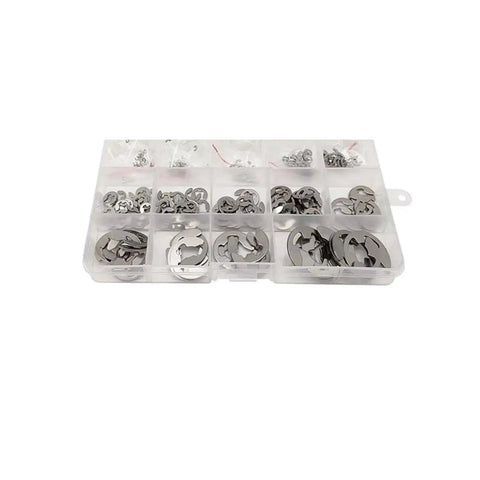 290 Piece E Clip Circlip Washer Kit In 304 Stainless Steel For 1.2 To 15 MM Shaft Sizes External Retaining Ring Clips Set in case