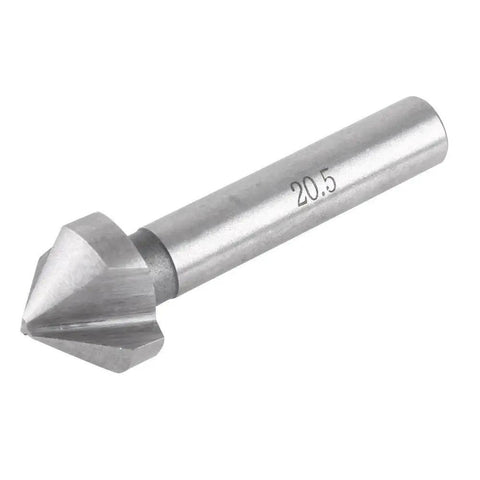 20.5 mm bit from Six Piece HSS Countersink Bit Set With Round Shank 3 Flute Cutters For Chamfering Deburring And Precise Countersinking