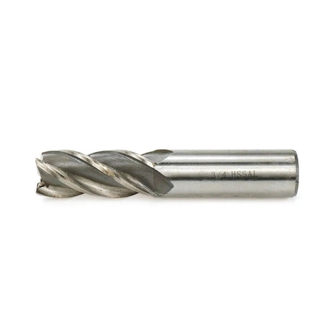 Beefy Heavy Duty End Mill For Metalworking Three Quarters Inch Cutting Diameter And Three Quarters Inch Shank High Speed Steel Cutter