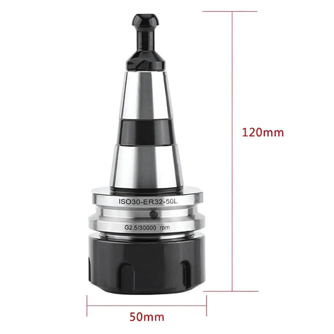 Heavy-Duty ER32-50L Balance Collet Lathe Chuck Tool Holder For ISO30 CNC Milling, Stainless Steel With Pull Stud, 30000RPM
