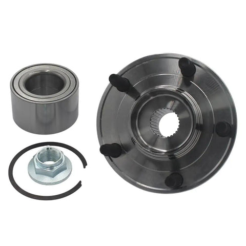 Front Wheel Hub And Bearing Assembly For Ford Escape 2001 2012 Mazda Tribute 2001 2011 Mercury Mariner 2005 2011 Five Lug Direct Replacement With Heavy Duty Steel Construction And Smooth Rolling Performance, showing wheel hub, bearing, and components