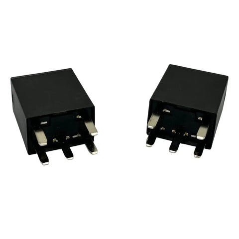 12V DC SPDT Power Relay 4 Pin 35A Beefy High Current Relay Set Of 2 for automotive and industrial use, black casing, front view