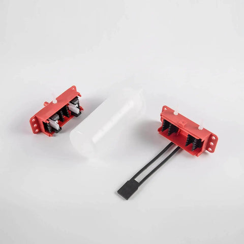 All Models Motorcycle Chain Cleaning Kit With Lube Device And Brush Gear Cleaner Tool For Chains, red finish, components shown