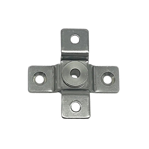 Stainless steel shock absorber hinge mounting plate with four mounting holes and 360° rotation