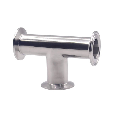 Stainless steel sanitary clamp tee with tri-clamp flanges, 304 material, for 1.5 inch (38mm) pipe