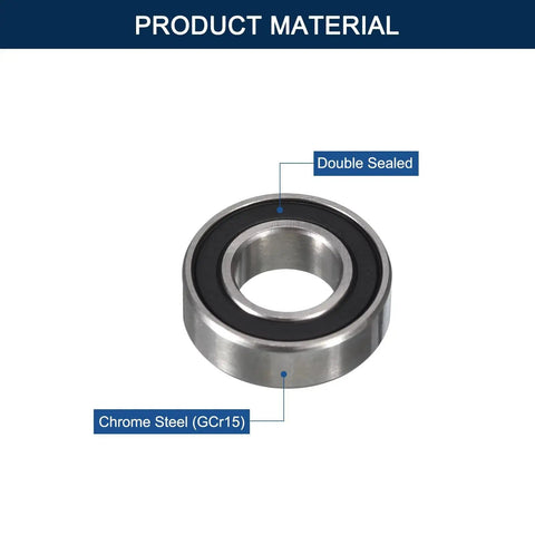 6000-2RS Deep Groove Ball Bearing 10mm ID X 26mm OD X 8mm Width Sealed Double Rubber Seals Pre Lubricated Chrome Steel GCr15