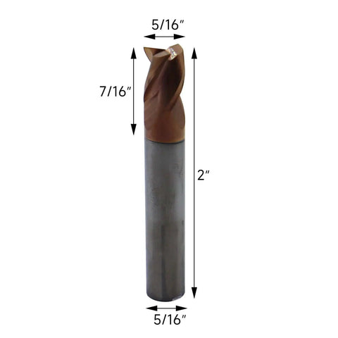 Solid Carbide End Mill For Aluminum 5/16 Inch 3 Flute 37 Degree Helix ZRN Coated Cutting Tool For Aluminum And Non Ferrous Metals Pro Grade