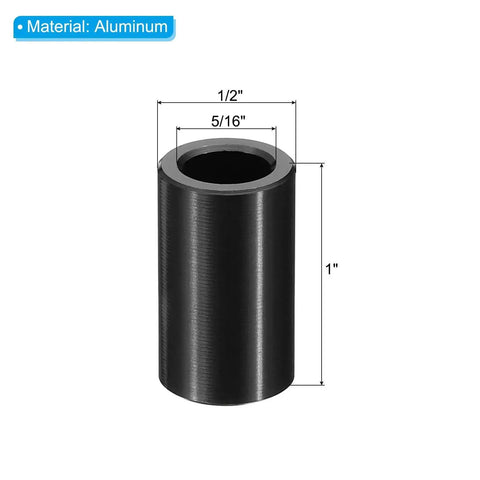 Aluminum Spacer Set M8, 10 Pcs Round Screw Standoffs, One Inch Long, One Half Inch OD, Fits Five Sixteenth Inch Or M8 Bolts, Durable Black Finish