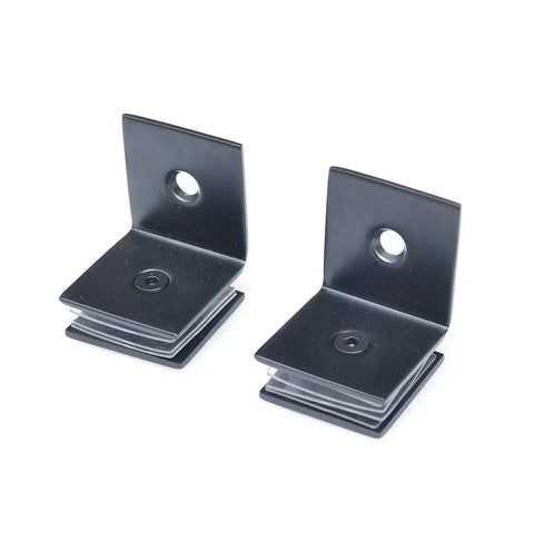 Black mounting brackets for 5 Foot Frameless Black Sliding Glass Shower Door Running Track Barn Style Hardware Set
