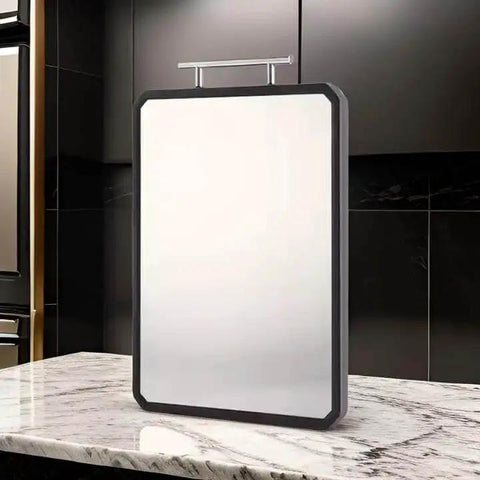 Dual Surface Titanium And Wheat Straw Cutting Board With Juice Groove on marble countertop, showing scratch resistant design