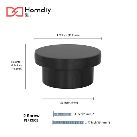 Sleek Black Cabinet Knobs Set 10 Pack Round Metal Zinc Drawer Pulls for Kitchen Cabinets Cupboards Dressers and Desks Easy Install Hardware By Homdiy