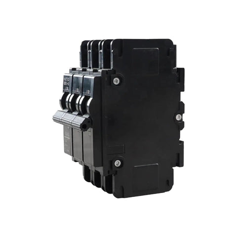 Side view of AC Miniature Circuit Breaker 60 Amp 120 To 240 Volts Three Pole DIN Rail Mount 35 mm UL 489 Listed Heavy Duty MCB HCB1U 60