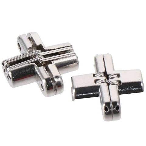 Hidden Cross Door Hinges 180 Degree Concealed Zinc Alloy 2 Pack For Doors And Cabinets Modern Style With Brushed Silver Finish