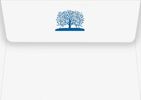 Envelope with blue Tree of Life design from Tree of Life Laser Cut Notecards Set With Blank Interiors And Matching Envelopes Soft Blue Background Uncoated Card Stock Ideal For Pen Handwritten Notes And Gifts.
