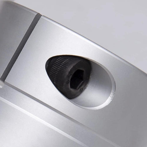 Rigid shaft coupling, aluminum, black set-screw bore, front view