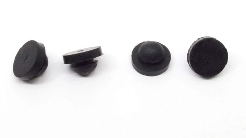 Push In Ridged SBR Rubber Bumper Foot Black, 9/16 Inch Diameter, 1/8 Inch Height, Pack of 6, side view on white background