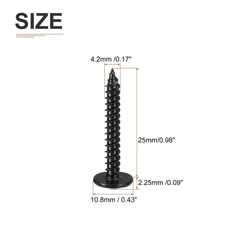 No 8 By 1 Inch Phillips Flat Head Self Tapping Screws Set Carbon Steel High Strength Quick Tapping Black Oxide Size Measurements