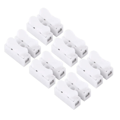 100Pcs Quick Wire Connectors Set, 2 Pin Push In Wire Terminals, 5A 220V White Plastic Shell, Durable Copper Core, top view