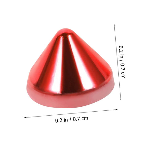 Red cone-shaped rivet from Plastic Decorative Rivet Stud Kit For Clothing And Bags DIY Rivets Buckle Set, size 0.2 in/0.7 cm