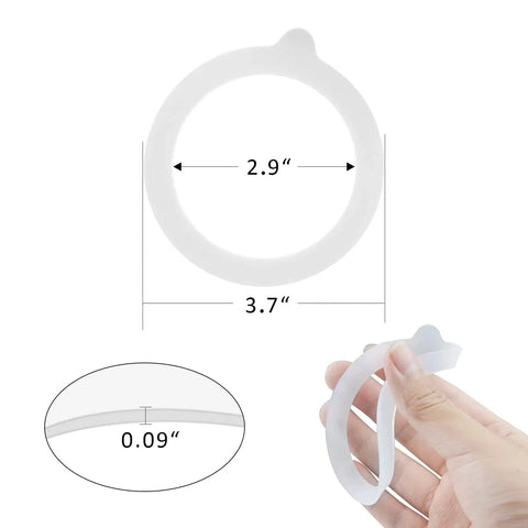 12 Piece Rubber Gasket Set For Glass Jars, Airtight Silicone Replacement Rings, Leakproof Mason Jar Seal Gaskets, Elastic, Fits Most Sizes, White