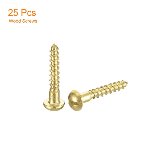 Brass Wood Screws M1.6 x 12mm Self Tapping Slotted Round Head for Woodworking Durable Corrosion Resistant Fasteners 25 Pack