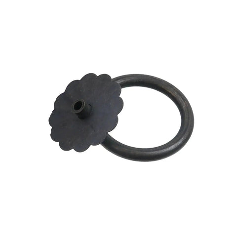 Black flower shape ring knob from 4 Pcs Vintage Style Brass Cabinet Pulls With Screws, 40mm diameter, rust resistant handle.