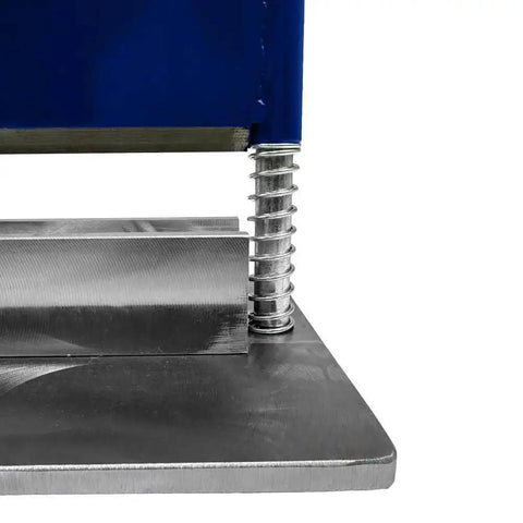 Side view of Pro-Grade 12 Inch Press Brake Bender V Block Attachment for 12 or 20 Ton Hydraulic Shop Press in use.