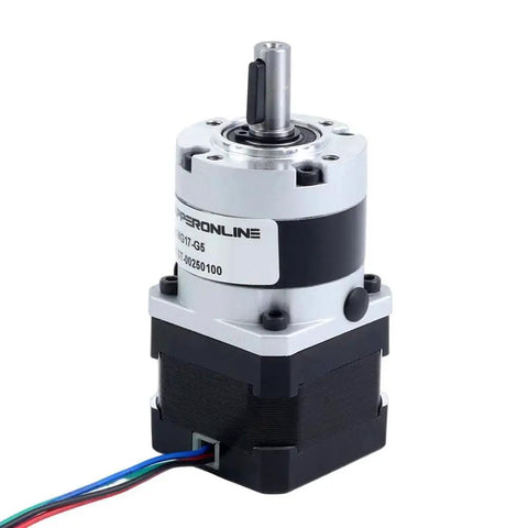 Nema 17 Stepper Motor with 34mm length and 5 to 1 planetary gearbox MG series, ideal for CNC machines and 3D printers, by StepperOnline.
