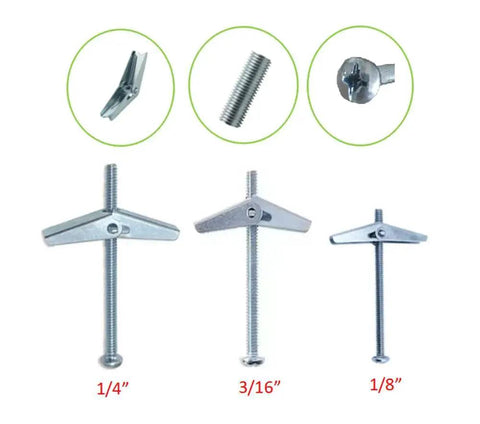Mixed Heavy Duty Toggle Bolts Anchors And Screws Kit For Drywall Wood Ceilings And Hollow Walls with various sizes shown.