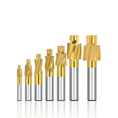 Pro Grade Counterbore End Mill HSS Milling Cutter For Metal Milling With Pilot Hole Counterbore Cutter M4.2x7.4x6x50 Heavy Duty Tooling For Copper Aluminum Steel And Cast Iron WZFC displayed in various sizes.