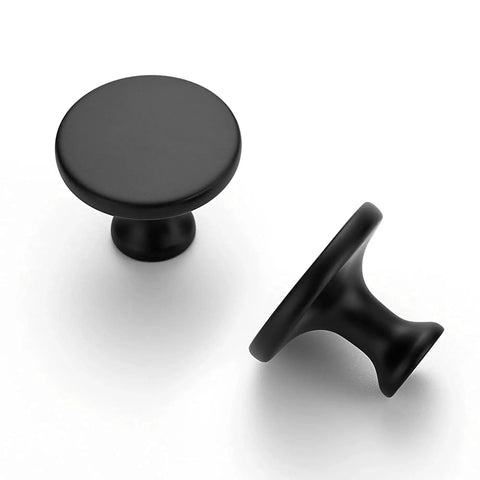 Ten Pack One And One Quarter Inch Matte Black Round Cabinet Knobs Zinc Solid Drawer Pulls For Cabinets Cupboards Dresser Closet