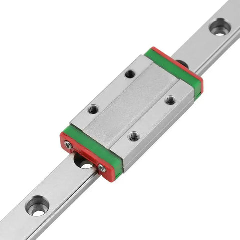 Close-up of 200mm LML9H Miniature Linear Guide Rail, 9mm Width Linear Motion Rail with Slide Block, 4 - Point Contact Design in metal