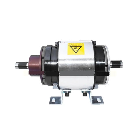 Side view of an exposed electromagnetic clutch brake module; DC24V, 11W, with mounting feet for washing machines.